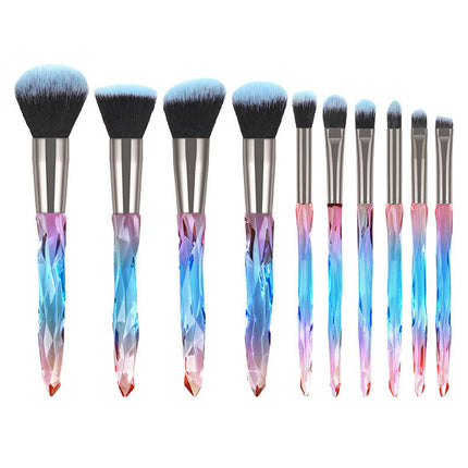 Makeup Brush Set 10 PCS Crystal Style Transparent Colorful Cosmetic Brushes Handle Makeup Brushes Makeup Tools