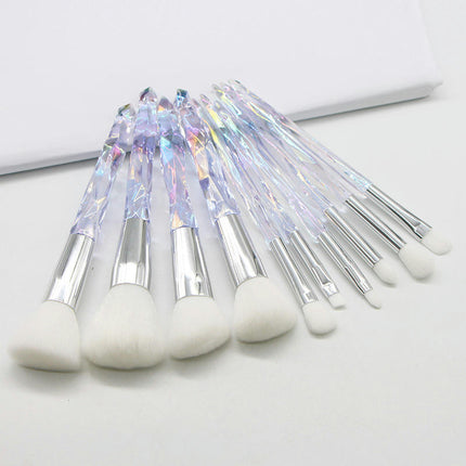 Makeup Brush Set 10 PCS Crystal Style Transparent Colorful Cosmetic Brushes Handle Makeup Brushes Makeup Tools