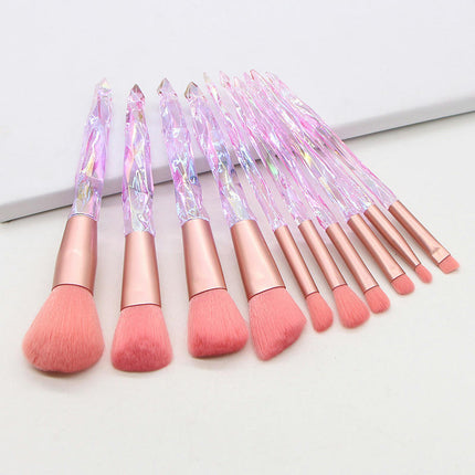 Makeup Brush Set 10 PCS Crystal Style Transparent Colorful Cosmetic Brushes Handle Makeup Brushes Makeup Tools