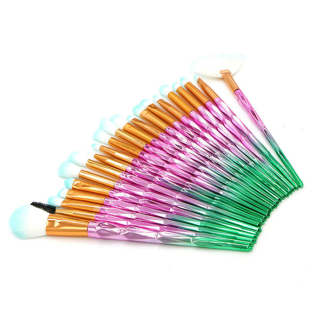 20 Pcs Rainbow Makeup Brush Set  Brushes  Multi-Coloured Synthetic Make-Up Eyeshadow Eyebrow Brushes Set