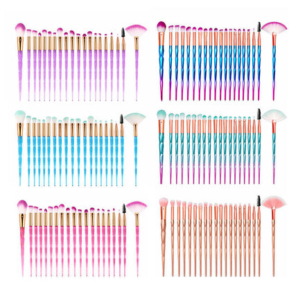 20 Pcs Rainbow Makeup Brush Set  Brushes  Multi-Coloured Synthetic Make-Up Eyeshadow Eyebrow Brushes Set