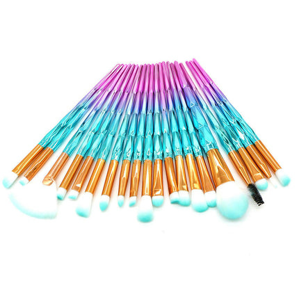 20 Pcs Rainbow Makeup Brush Set  Brushes  Multi-Coloured Synthetic Make-Up Eyeshadow Eyebrow Brushes Set