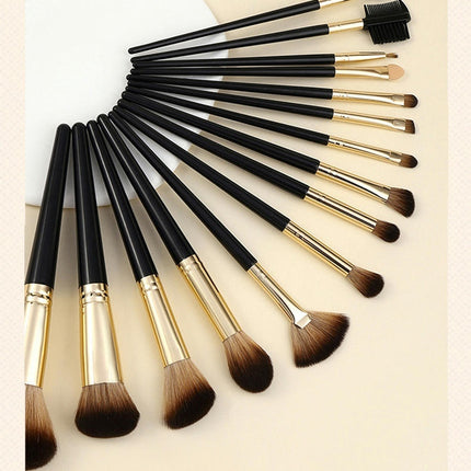 Makeup Brushes Set 15 PCs  Handle  Cosmetic Brush Set Travel Makeup Bag Beauty  Tool for Women Girls