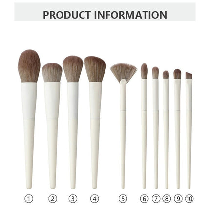 10 Pcs Makeup Brush Set Premium Synthetic Powder Foundation  Eye Shadow Face Blending  Make Up Brush Kit