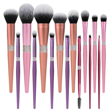 15Pcs Colorful Cosmetic Brushes ULTRA SOFT  Makeup Brushes Sets -with Foundations Powder Blush  Contour Brush Sets