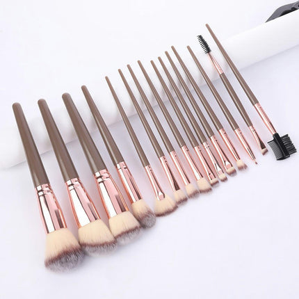 15 Pcs Premium Synthetic Makeup Brush Powder Blending Foundation Concealers Kit Travel Make up Brushes