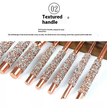 10 Pcs Bling Rhinestone Makeup Brush With Shiny Rhinestone  Soft Bristles and Bag Portable Makeup Brush