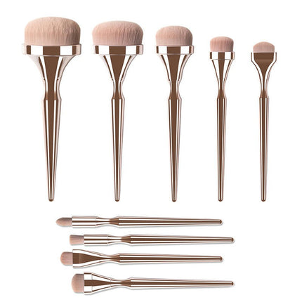 9 pcs Electroplating handle powder brush beauty toolMake Up Brush Foundation Flat Top Face Loose Powder Makeup Brush