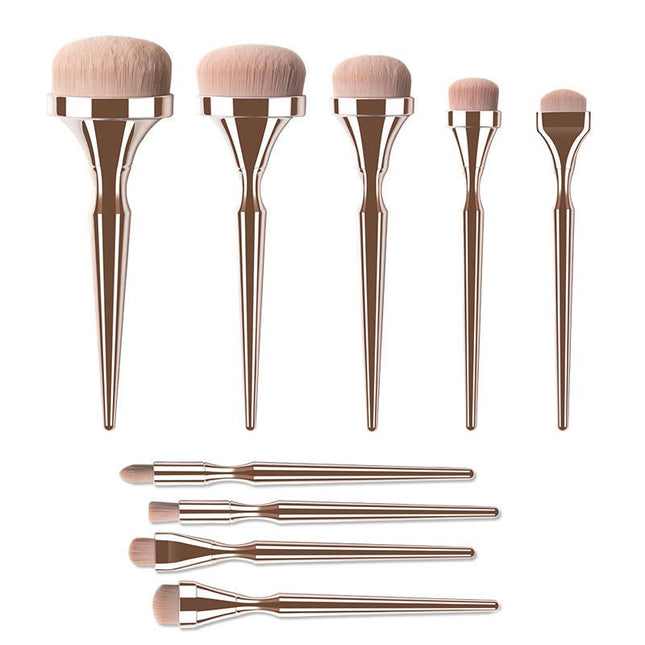 9 pcs Electroplating handle powder brush beauty toolMake Up Brush Foundation Flat Top Face Loose Powder Makeup Brush