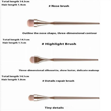 9 pcs Electroplating handle powder brush beauty toolMake Up Brush Foundation Flat Top Face Loose Powder Makeup Brush