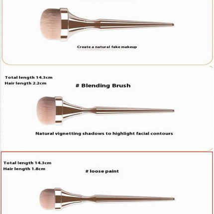 9 pcs Electroplating handle powder brush beauty toolMake Up Brush Foundation Flat Top Face Loose Powder Makeup Brush