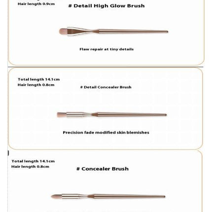 9 pcs Electroplating handle powder brush beauty toolMake Up Brush Foundation Flat Top Face Loose Powder Makeup Brush