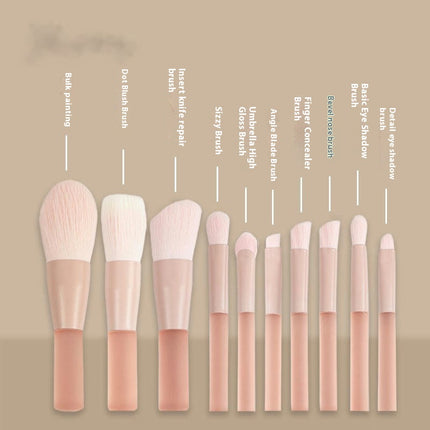 10 PCS Mini Makeup Brush Set Premium Synthetic Blending Brush Eyeshadow  Concealer Brush and Stippling Brush with Bag