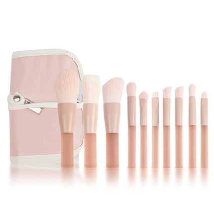 10 PCS Mini Makeup Brush Set Premium Synthetic Blending Brush Eyeshadow  Concealer Brush and Stippling Brush with Bag