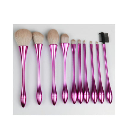 10 Pieces Electroplating Makeup Brush Set Portable Soft Bristle Foundation Cosmetics Complete Beauty Tools