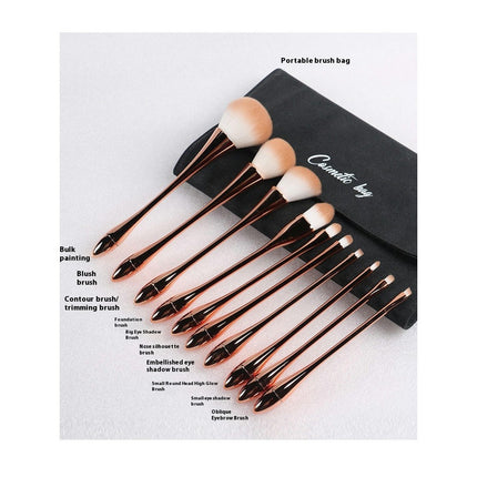 10 Pcs Makeup Tools Kit Premium Soft Bristle Foundation Cosmetics Complete Beauty Tools