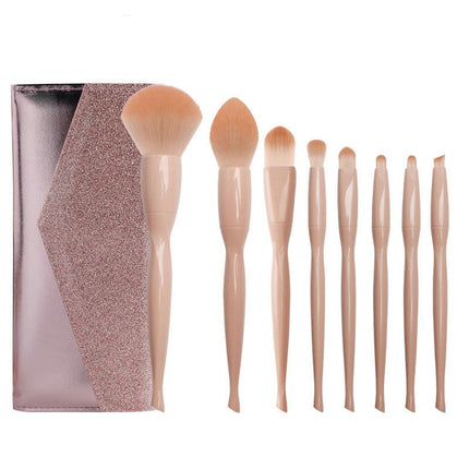 8Pcs Premium Synthetic Powder Foundation Contour Brush, Highlight Concealer Eyeshadow Blending Eyebrow Blush Makeup Brush Set