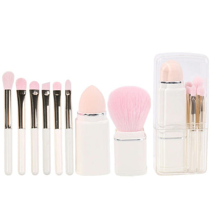 Portable Makeup Brushes For Travel Makeup - 8 in 1 Travel Loose Powder Brush Blending Lip Brush Retractable Makeup Brushes Sets