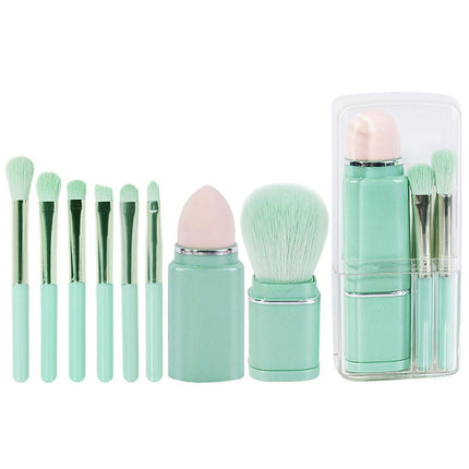 Portable Makeup Brushes For Travel Makeup - 8 in 1 Travel Loose Powder Brush Blending Lip Brush Retractable Makeup Brushes Sets