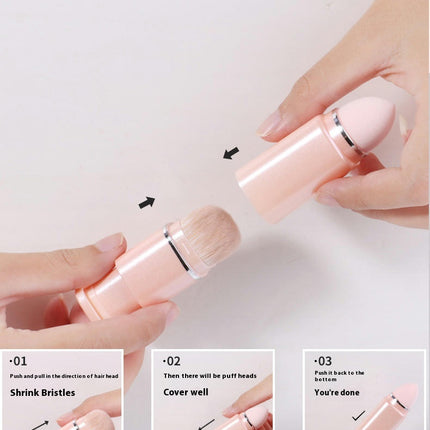 Portable Makeup Brushes For Travel Makeup - 8 in 1 Travel Loose Powder Brush Blending Lip Brush Retractable Makeup Brushes Sets