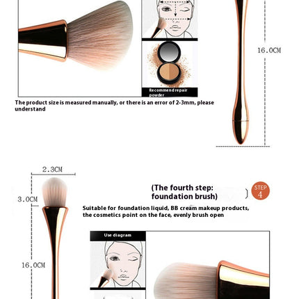 10Pc Full Face Makeup Brush Set with Travel Bag  Professional  Natural Hair-Like Bristles