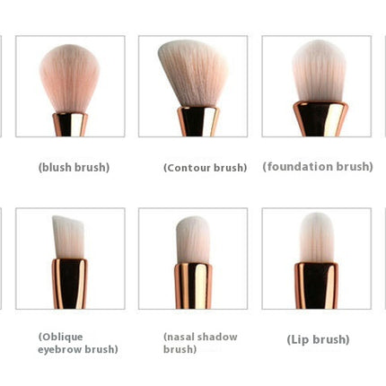 10Pc Full Face Makeup Brush Set with Travel Bag  Professional  Natural Hair-Like Bristles