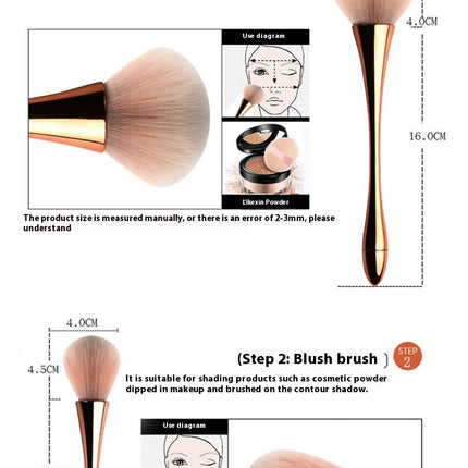 10Pc Full Face Makeup Brush Set with Travel Bag  Professional  Natural Hair-Like Bristles