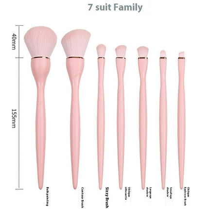 7 Pcs Makeup Brush Set Professional Eyeshadow Eyebrow Foundation Blush Concealer Face Powder Blending Brushes Kit