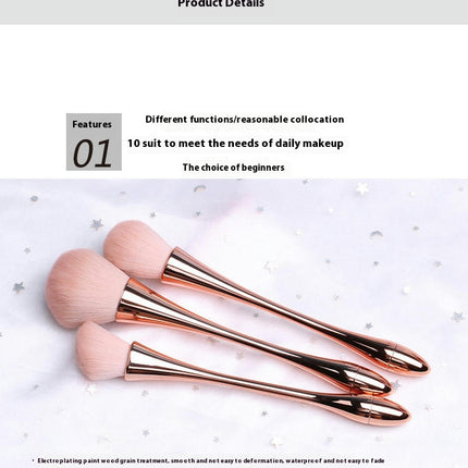 10 Pcs Professional Make Up Brushes for Face Makeup Foundation Powder Blush Eyebrow Lip Travel Makeup Brush Kits