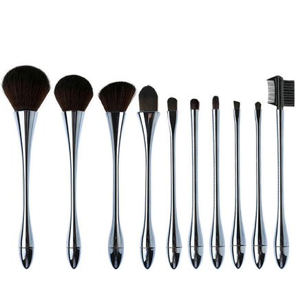 10 Pcs Small Waist Makeup Brush Long Handle Goblet Blush Brush Dense Powder Brush Foundation Brush Set Tool