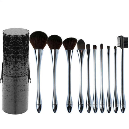 10 Pcs Small Waist Makeup Brush Long Handle Goblet Blush Brush Dense Powder Brush Foundation Brush Set Tool