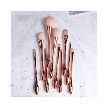 10 Pcs Small Waist Makeup Brush Long Handle Goblet Blush Brush Dense Powder Brush Foundation Brush Set Tool