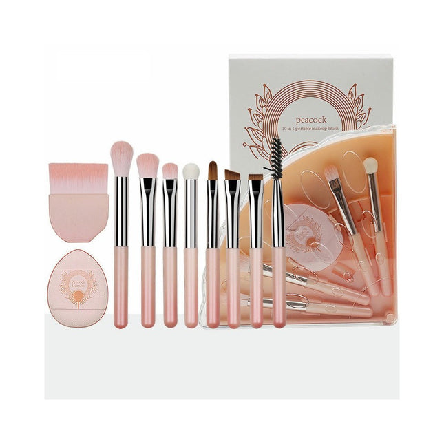 10PcsPortable Makeup Brushes Set with  Box  Foundation Eye Shadow Blush Makeup Brush Face Brushes for Travel Daily Date