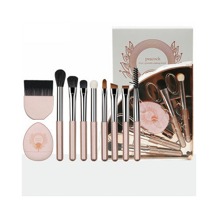 10PcsPortable Makeup Brushes Set with  Box  Foundation Eye Shadow Blush Makeup Brush Face Brushes for Travel Daily Date