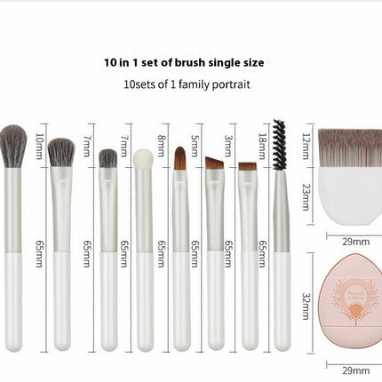 10PcsPortable Makeup Brushes Set with  Box  Foundation Eye Shadow Blush Makeup Brush Face Brushes for Travel Daily Date