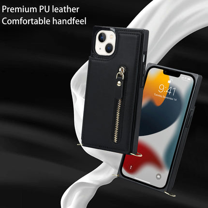 PU Leather Zipper Mobile Phone Case Cover Compatible Cases with Card Holder