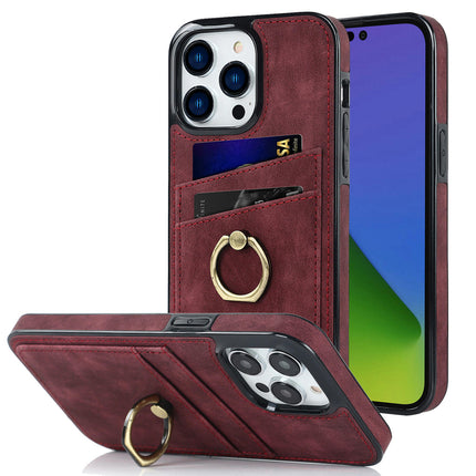 PU Leather Mobile Phone Case Cover Compatible Cases with Card Holder and Ring