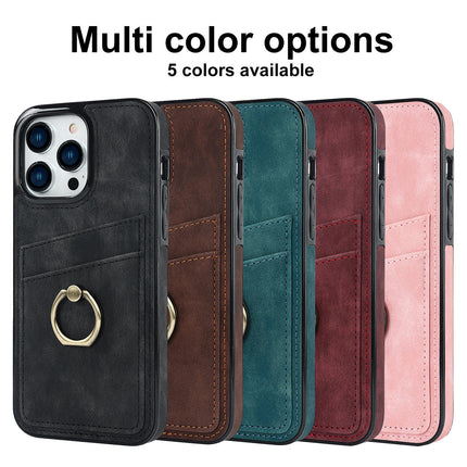 PU Leather Mobile Phone Case Cover Compatible Cases with Card Holder and Ring