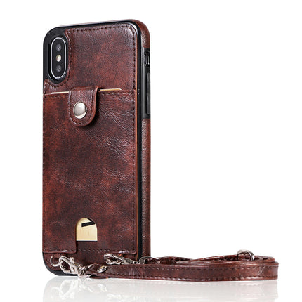 PU Leather Mobile Phone Case Cover Compatible Cases with Lanyard