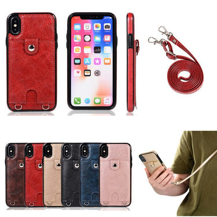 PU Leather Mobile Phone Case Cover Compatible Cases with Lanyard