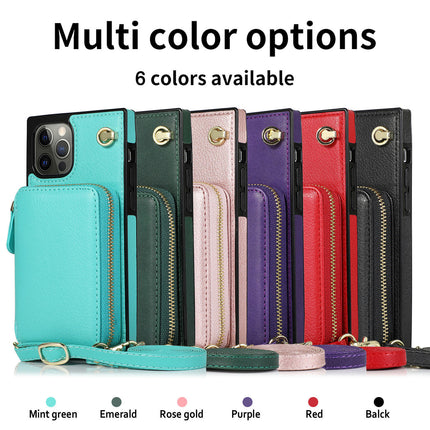 PU Leather Zipper Handbag Purse Mobile Phone Case Cover Compatible Cases