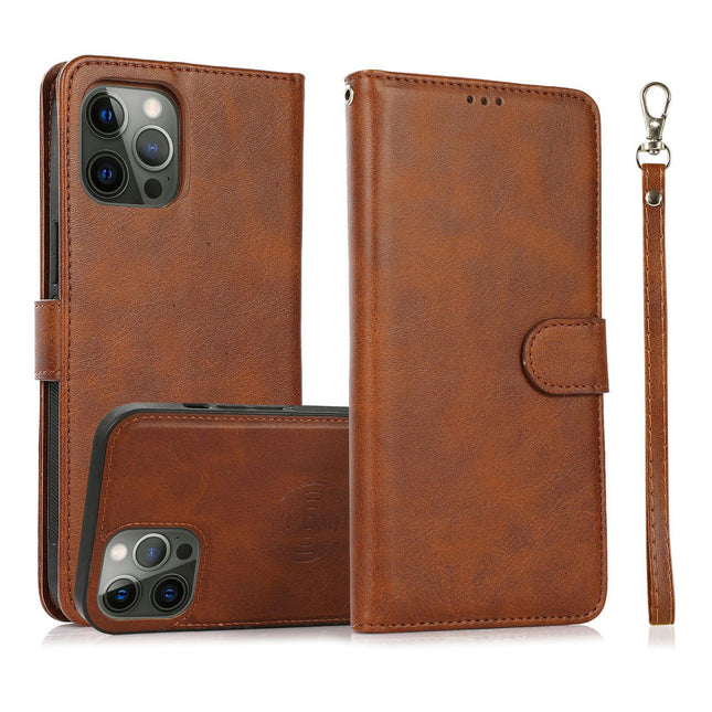 Leather Mobile Phone Case Cover Compatible Cases with Magnetic and Wrist Strap