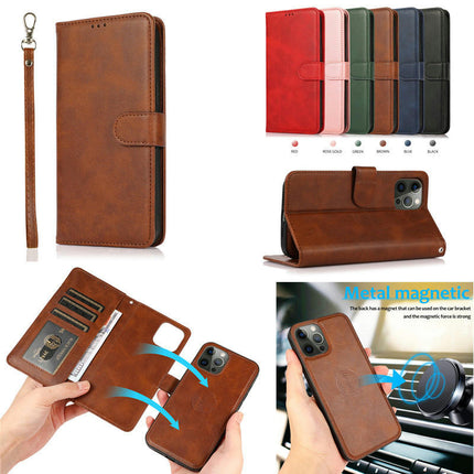 Leather Mobile Phone Case Cover Compatible Cases with Magnetic and Wrist Strap