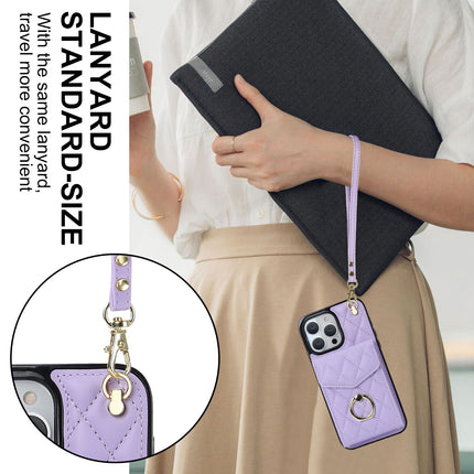 Mobile Phone Case Cover Wallet with Ring Lanyard Compatible Cases