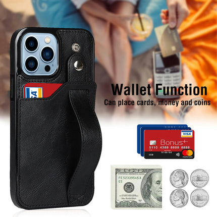 PU Leather Mobile Phone Case Cover Compatible Cases with Wristband Stand