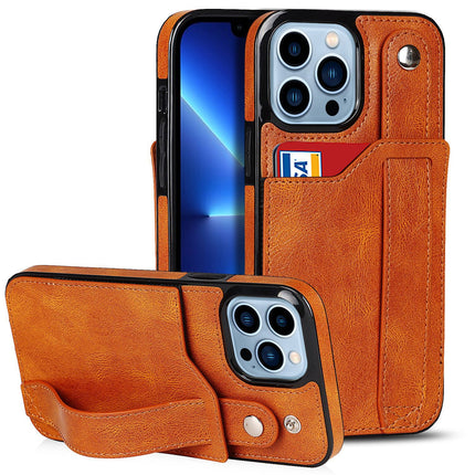 PU Leather Mobile Phone Case Cover Compatible Cases with Wristband Stand