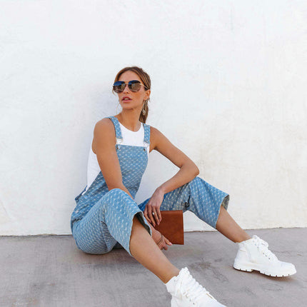 Women Loose Fit Denim Bib Baggy Overall Jumpsuit Straight Wide Leg Stretchy Jean Pants