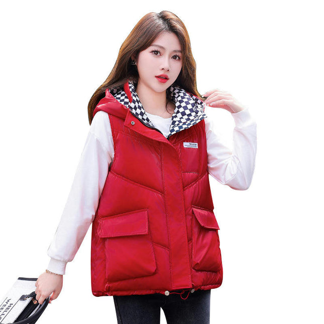 Puffer Vest for Women Hooded Winter Zip Up Sleeveless Short Coats