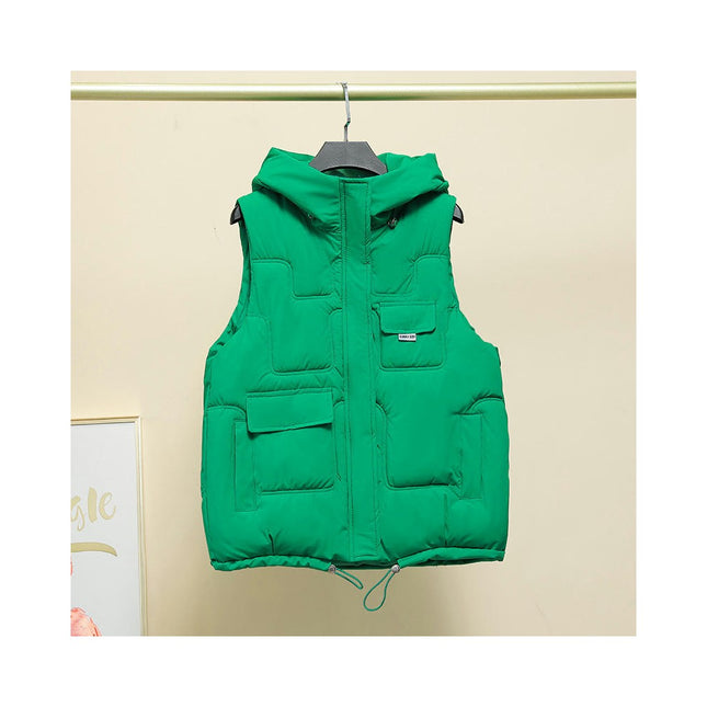 Puffer Vest for Women Zip Up Sleeveless Winter Hooded Padded Jacket Coat with Pockets