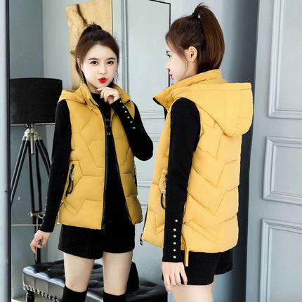 Puffer Vest for Women Hooded Winter Slim Sleeveless Jackets Short Coats